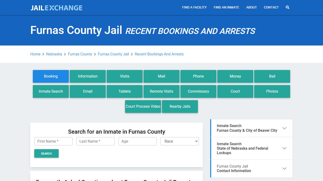 Furnas County Jail Recent Bookings And Arrests - Jail Exchange