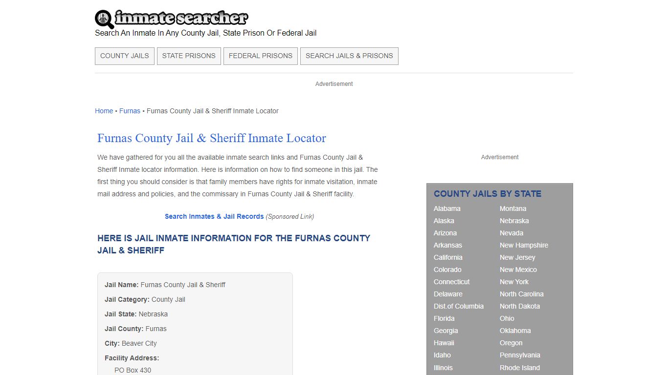 Furnas County Jail & Sheriff Inmate Locator - Inmate Searcher