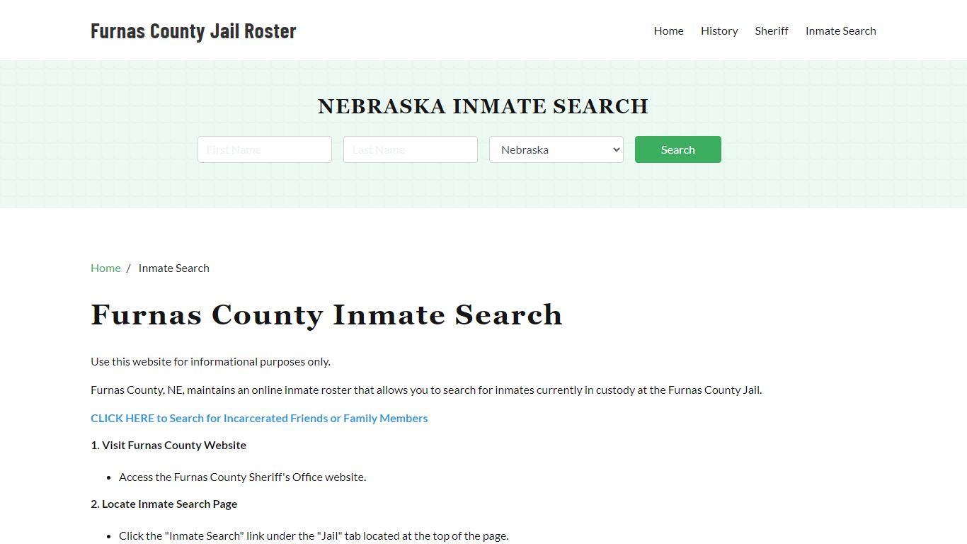 Furnas County, NE Detainee Lookup