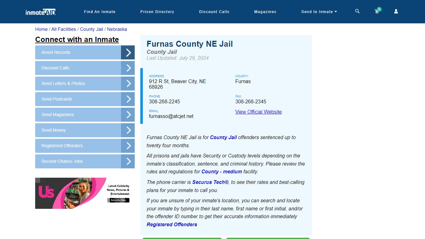 Furnas County NE Jail - Inmate Locator